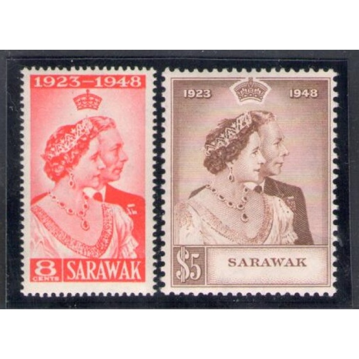 1948 SARAWAK - Stanley Gibbons n. 165/66 - Royal Silver Wedding - Serie di 2 valori  - MNH**