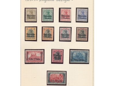 1905-11 Marocco - Colonie Tedesche - Yvert n. 33/44 - Filigrana Losanghe - MH* - Firma G. Oliva