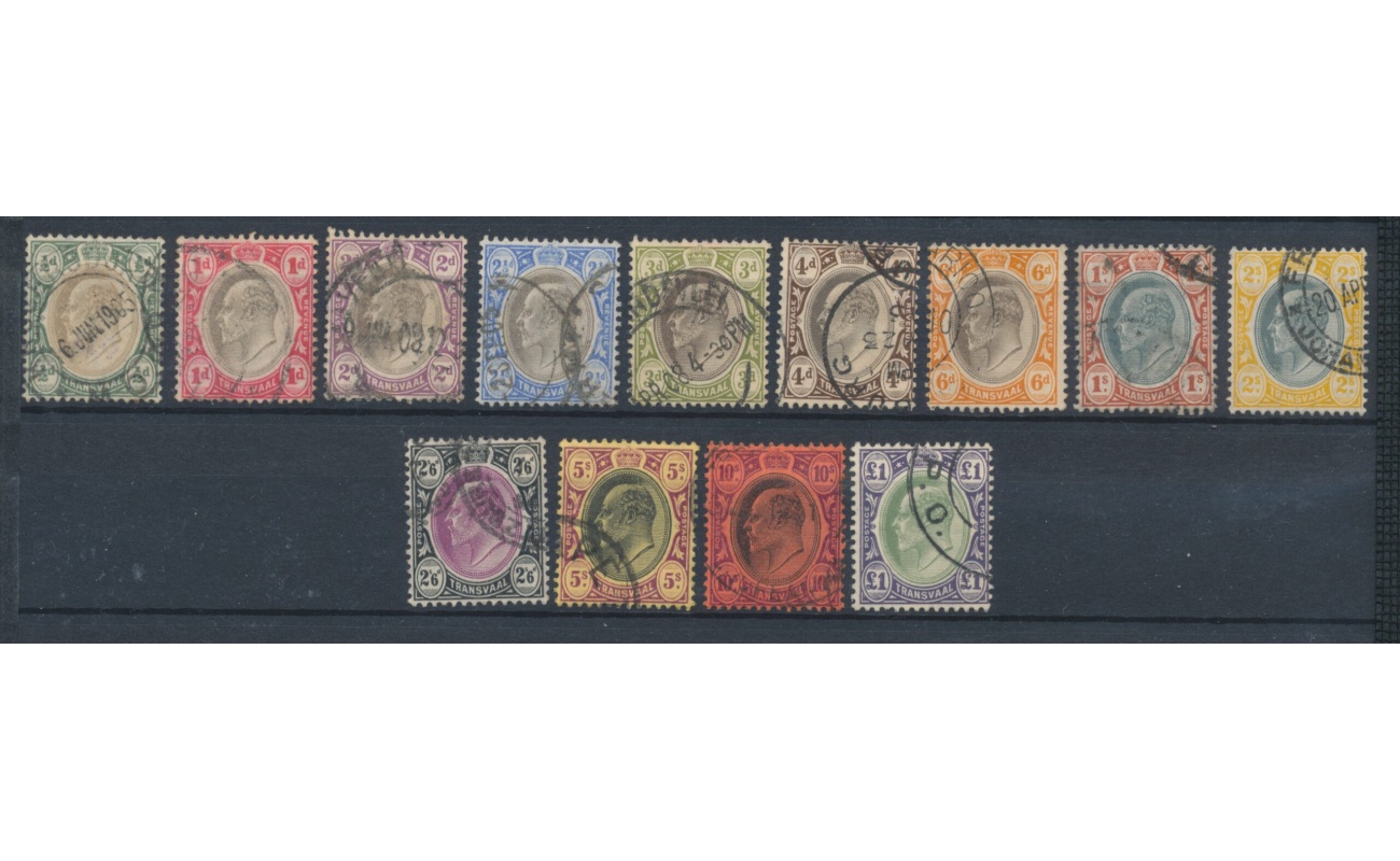 1904-09  Transvaal- South Africa - Stanley Gibbons n. 260/72a - 13 valori - Watermark Mult Crown CA - Usati