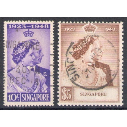 1948 SINGAPORE, Stanley Gibbons n. 31/32  Royal Silver Wedding - Usati
