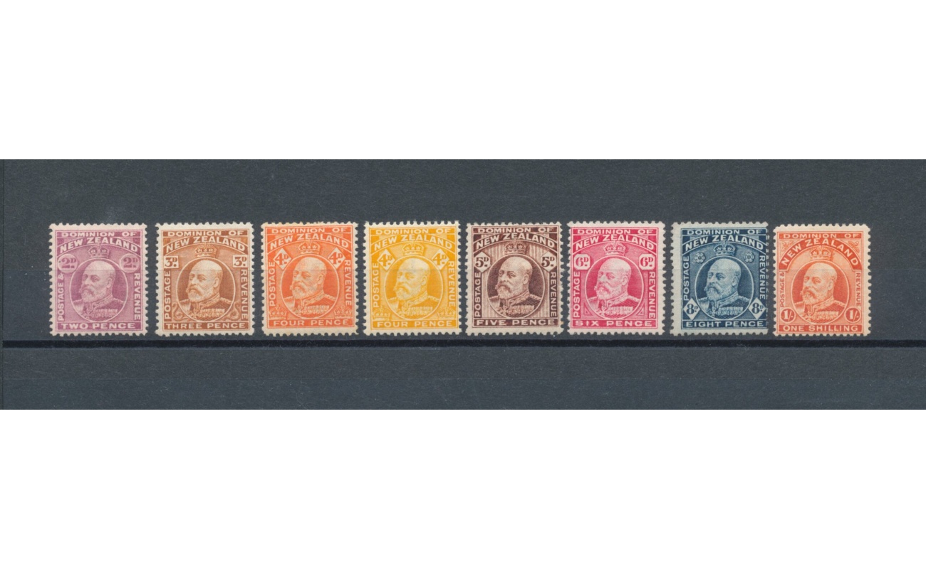 1909 NEW ZEALAND  - Stanley Gibbons n. 388/94 - Serie di 8 valori - MLH*
