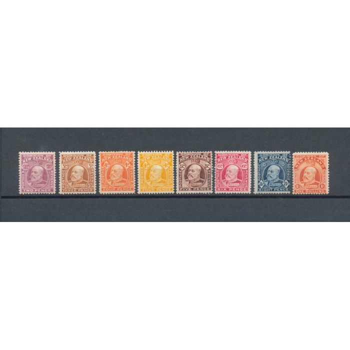 1909 NEW ZEALAND  - Stanley Gibbons n. 388/94 - Serie di 8 valori - MLH*