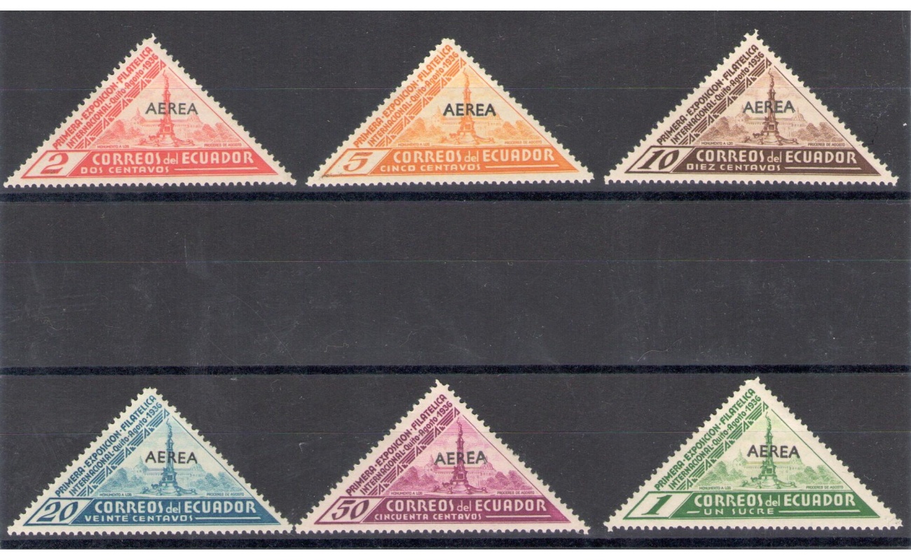 1936 Ecuador - Posta Aerea - Yvert n. 47-52 - Esposizione Internazionale di Filatelia - 6 valori - MH*