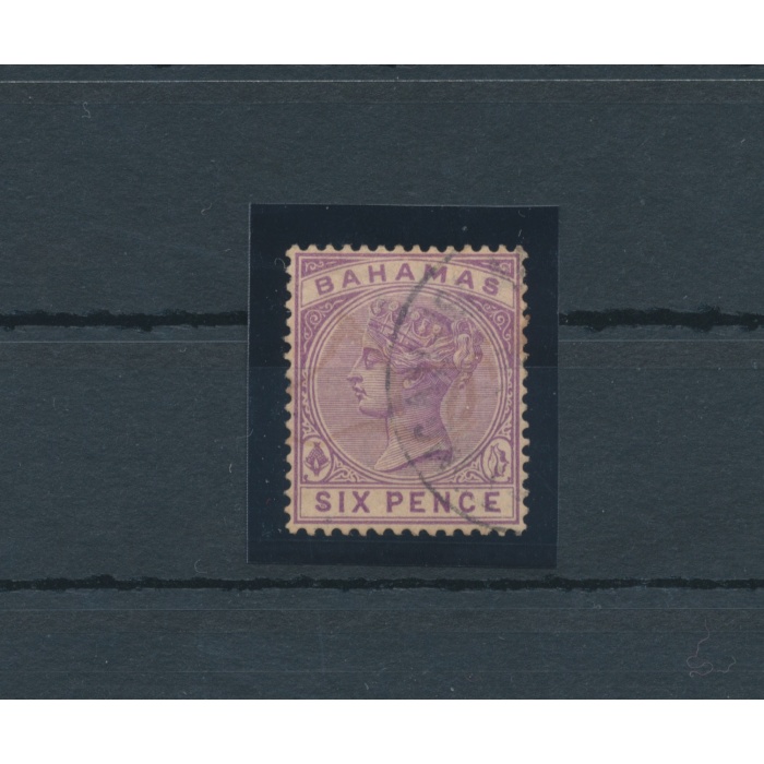 1884-90 BAHAMAS - Stanley Gibbons n. 54 - Regina Vittoria Crown CA , 6 d. mauve - malva -Usato