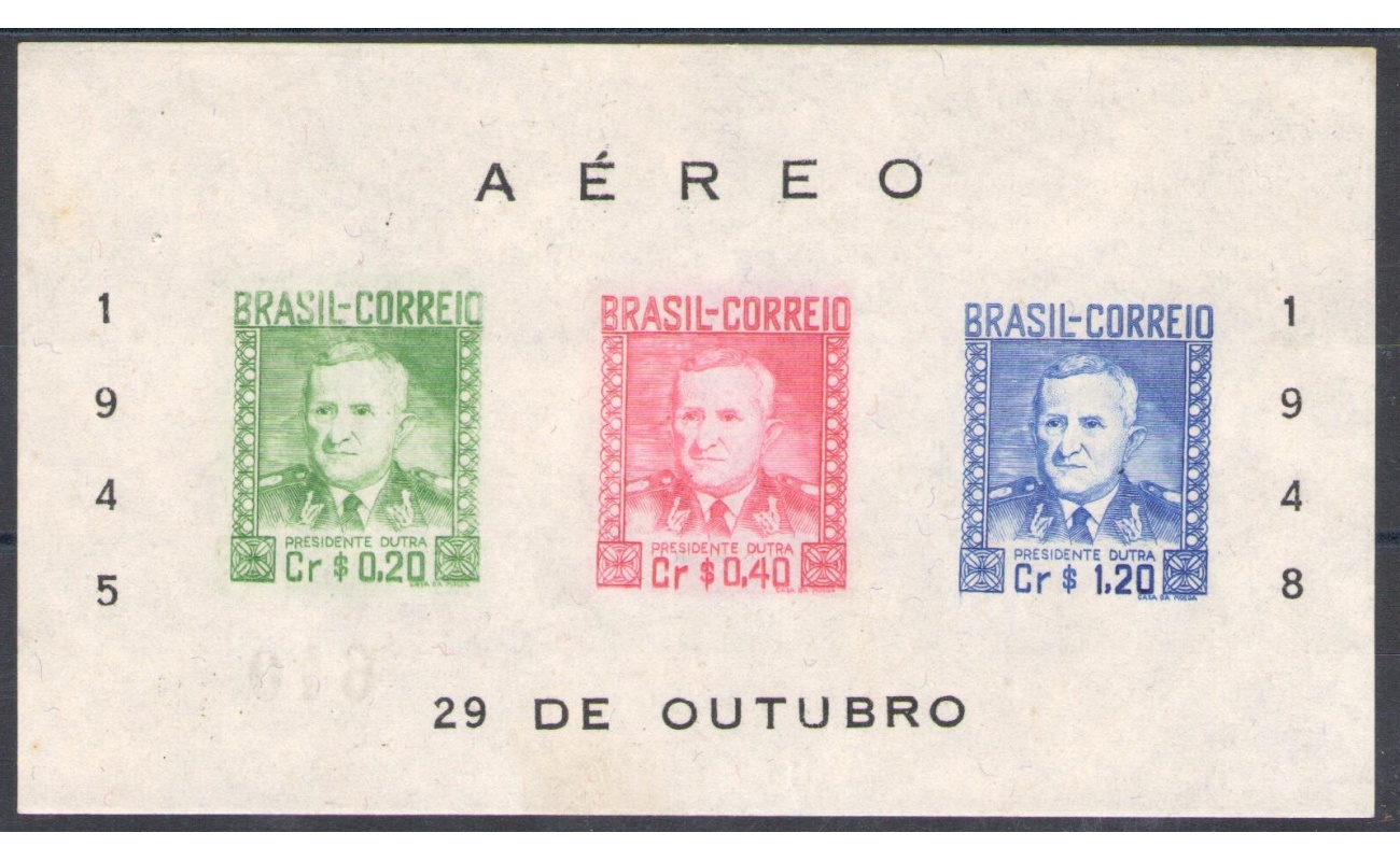1927 Brasile - Presidente Dutra - Yvert n. 8 - Foglietto di 3 valori - (*) Senza Gomma