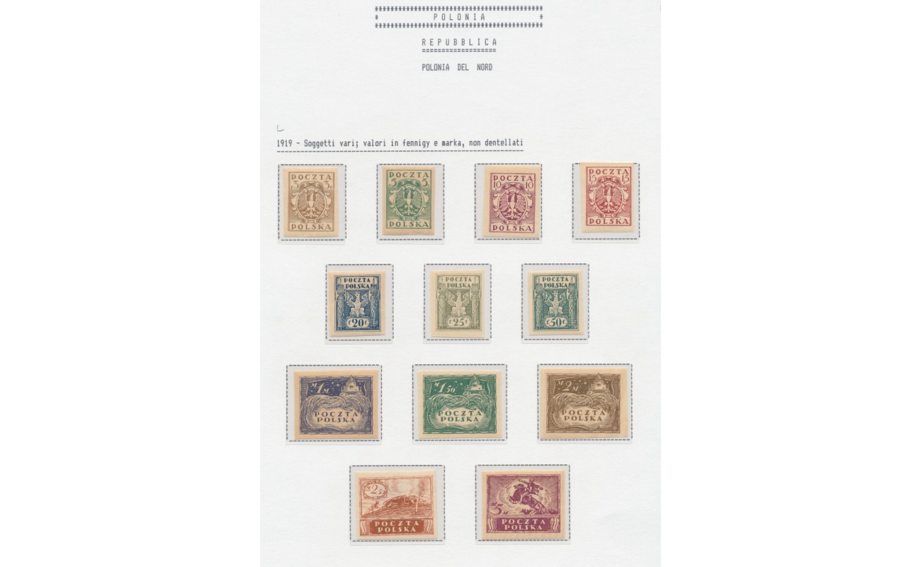 1919 POLONIA del Nord, Serie Ordinaria n. 89/100 - serie di 12 valori , non dentellati - MH*