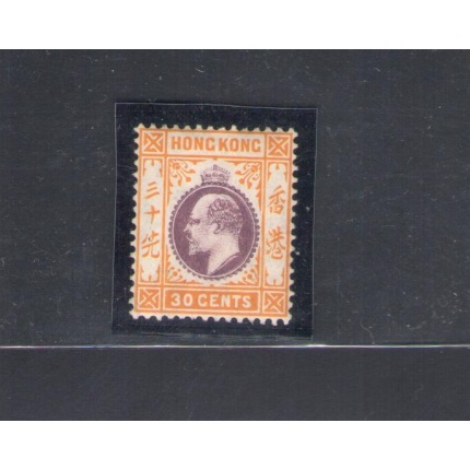 1907-11 HONG KONG - Stanley Gibbons n. 97 - 30 cents - purple and orange yellow - MLH*