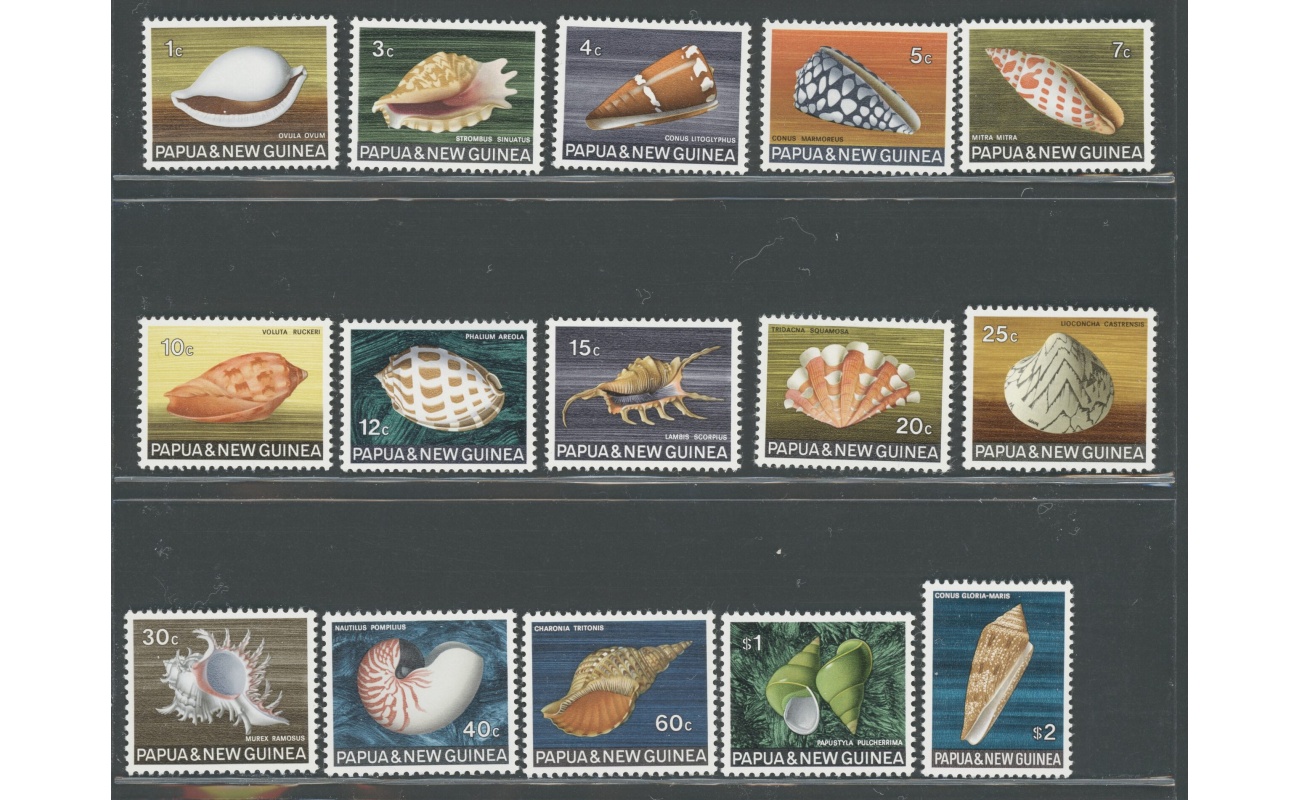 1968-69 PAPUA NEW GUINEA -  Elisabetta, Conchiglie , Catalogo Yvert n. 138-52  - 15 valori  MNH**