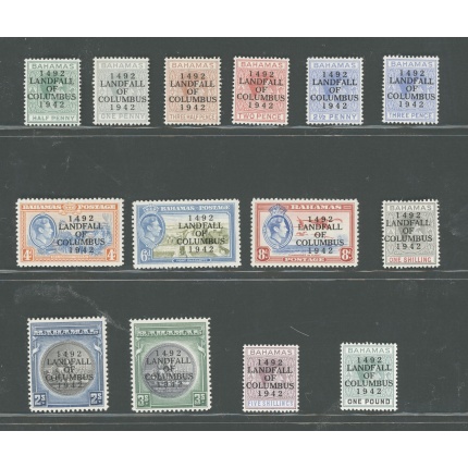 1942 BAHAMAS, Stanley Gibbons n. 162-75a - 450 Anniversario Colombo Scoperta America, Serie di 14 valori , MNH**