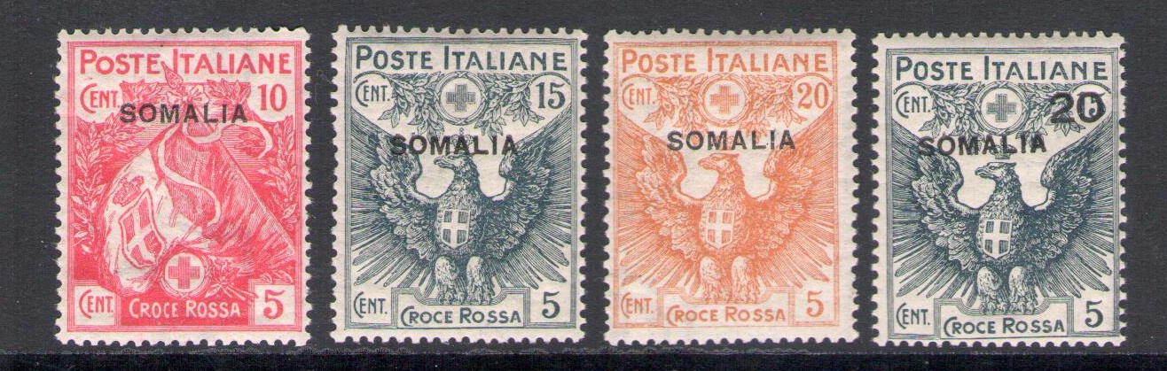 COLONIE SOMALIA 1916 CROCE ROSSA 4 VALORI S.5 G.I MNH** 