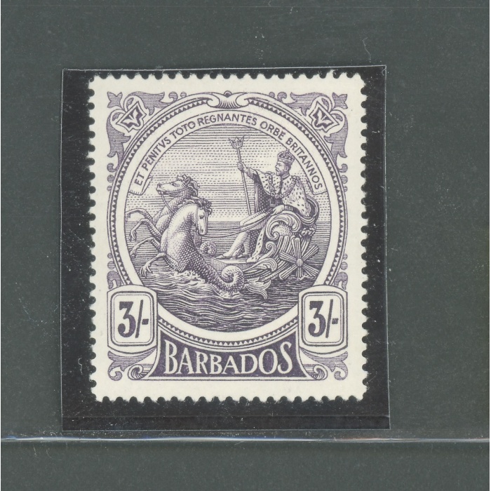 1916-19 BARBADOS, Stanley Gibbons n. 191 , 3 scellini deep violet - MNH**
