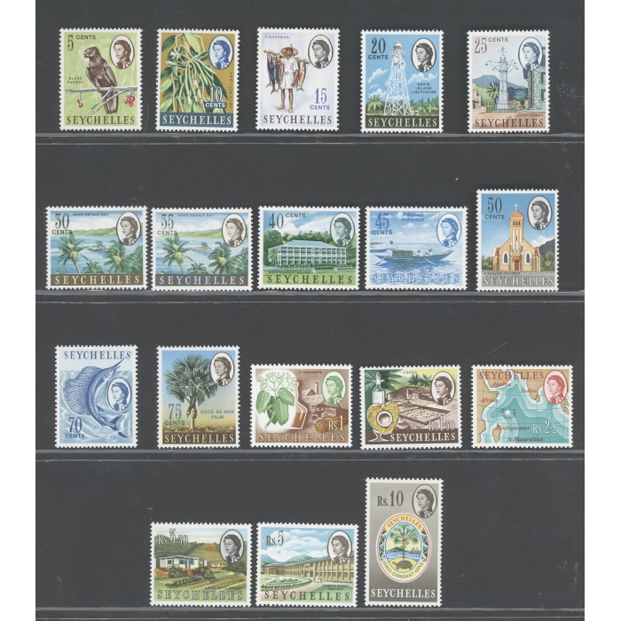 1962-68 Seychelles - Stanley Gibbons n. 192-212  - Elisabetta II -  18 valori - Serie Completa - MNH**