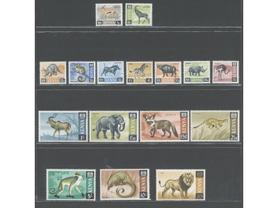 1966-69 Kenya - Yvert & Tellier n. 20-33 - Animali-  16 valori - Serie completa - MNH**