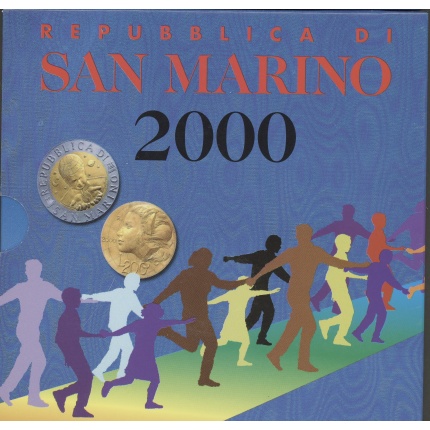 2000 Repubblica  di San Marino - Monete Divisionali - Serie completa FDC - 1.000 Lire in argento