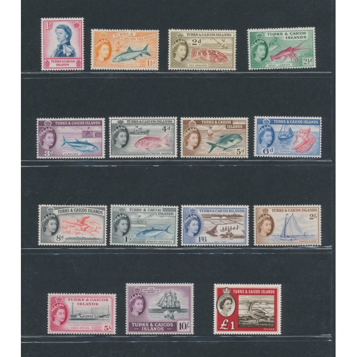 1957 Turks & Caicos Islands - Stanley Gibbons n. 237/50 + 253 - Effige di Elisabetta II ,15 valori  MNH**