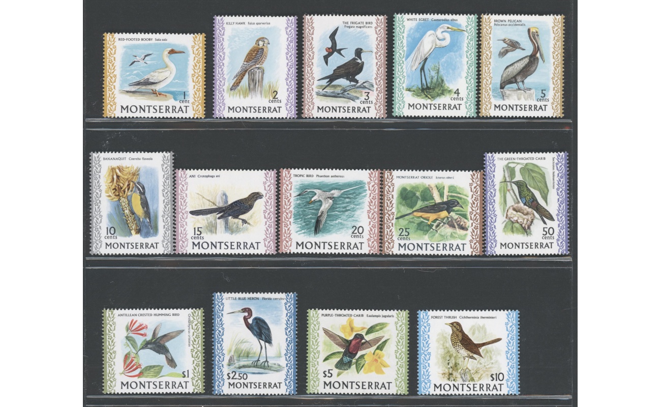 1970-74 Montserrat, Michel n. 230-42 + 316 - Uccelli - serie di 14 valori - MNH**