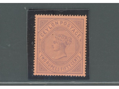 1892 Ceylon , Stanley Gibbons n. 249 , 2r.50 purple red , MNH**