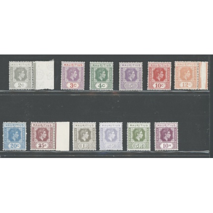 1938-49 MAURITIUS, Stanley Gibbons n. 252/63a , 12 valori - Serie completa - MNH**