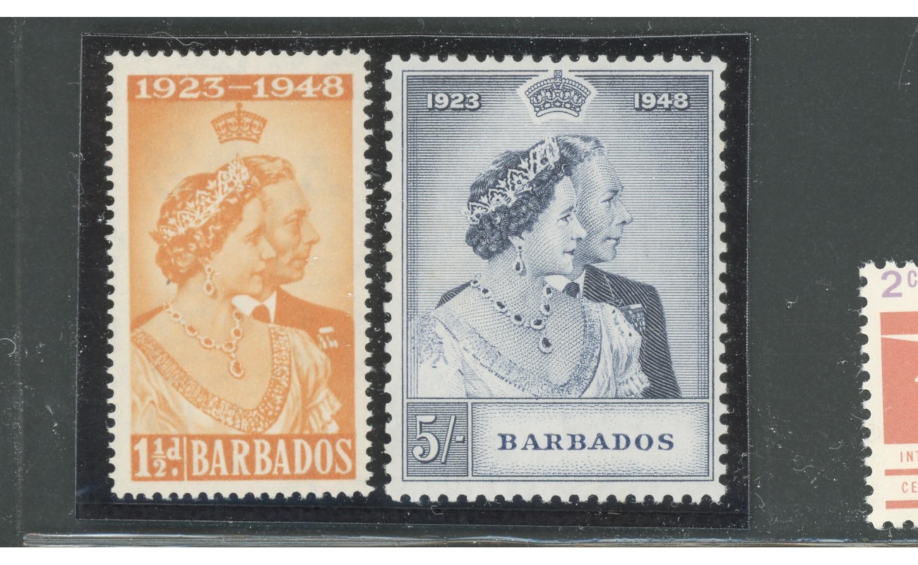 1948 BARBADOS , Stanley Gibbons n. 265-66 - Royal Silver Wedding - 2 valori - MNH**