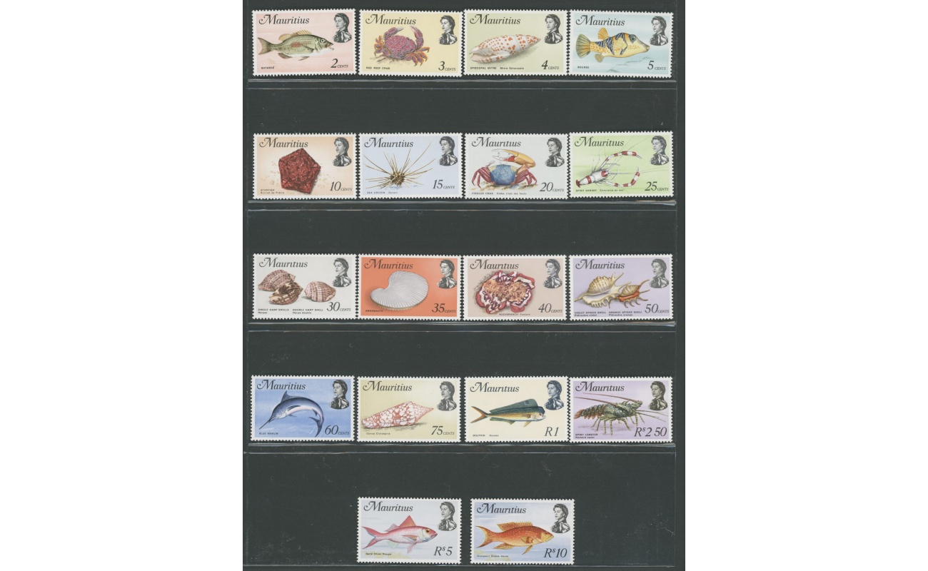 1969-73 MAURITIUS, Stanley Gibbons n. 382-99 - Pesci - Crostacei - serie di 18 valori - MNH**