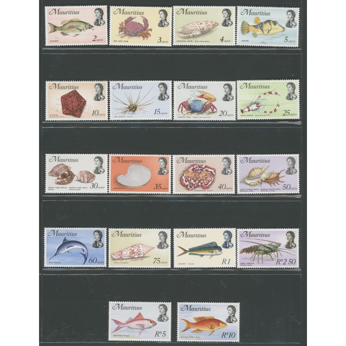 1969-73 MAURITIUS, Stanley Gibbons n. 382-99 - Pesci - Crostacei - serie di 18 valori - MNH**