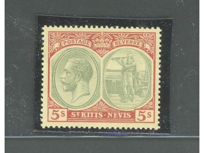 1921-29 ST. KITTS NEVIS , Stanley Gibbons n. 47c - 5s. green and red  - MNH**