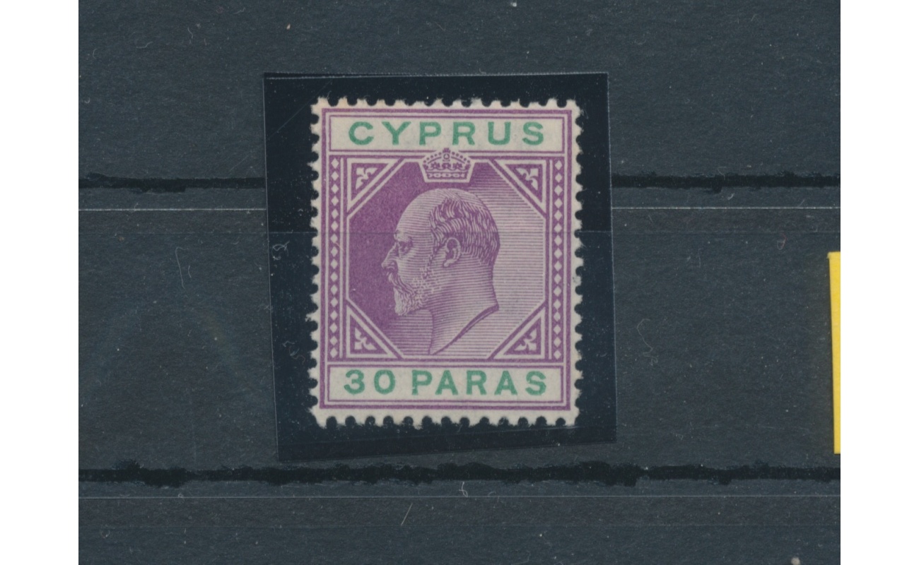1902-04  Cipro , Stanley Gibbons n. 51 - 30 Piastre violet and green - MH*