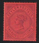1892 Ceylon, Stanley Gibbons n. 249 , 2r.50 purple red , MNH**