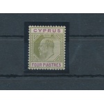 1902-04  Cipro , Stanley Gibbons n. 54 - 4 Piastre olive green and purple - MH*