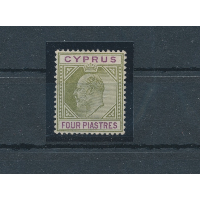 1902-04  Cipro , Stanley Gibbons n. 54 - 4 Piastre olive green and purple - MH*