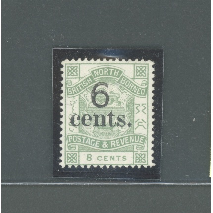 1891-92 North Borneo , Stanley Gibbons n. 55 - 6c. on 8c. yellow green - MNH**