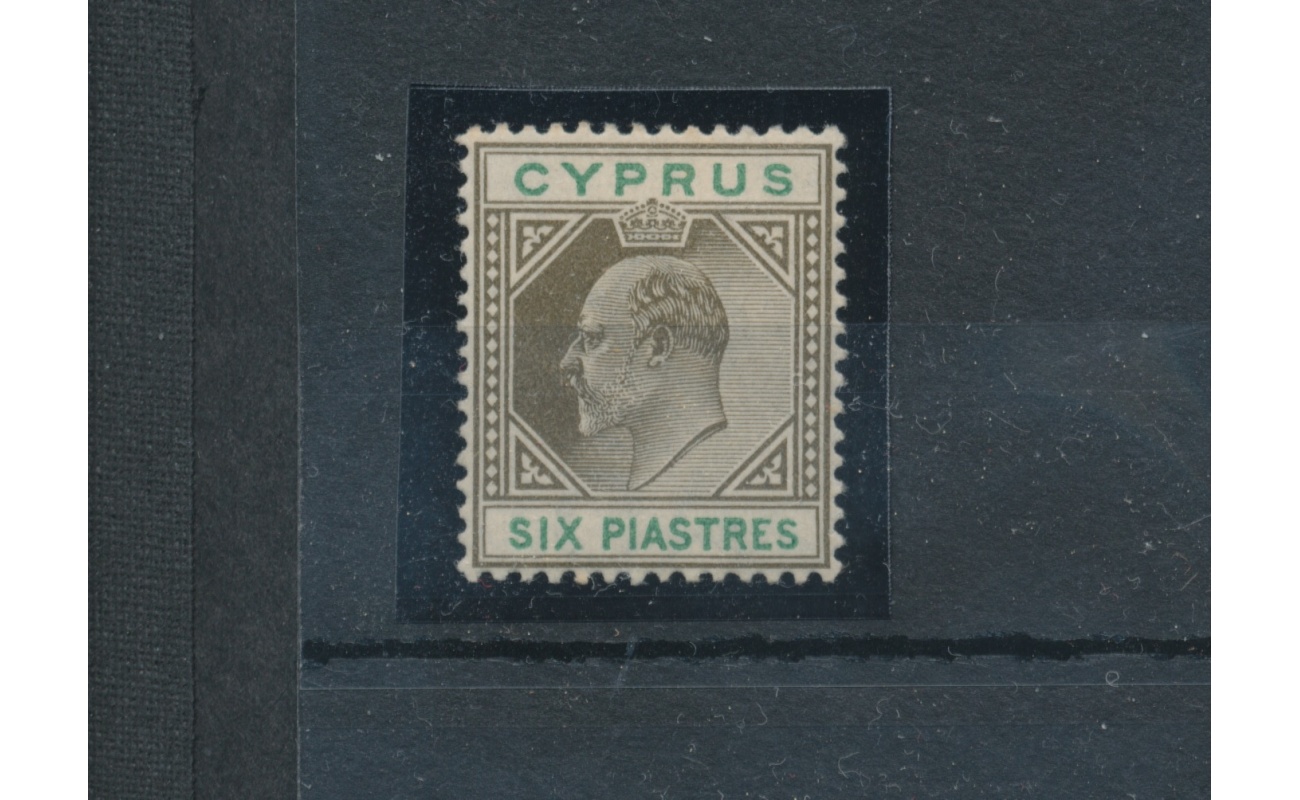 1902-04  Cipro , Stanley Gibbons n. 55 - 6 Piastre seppia and green - MH*