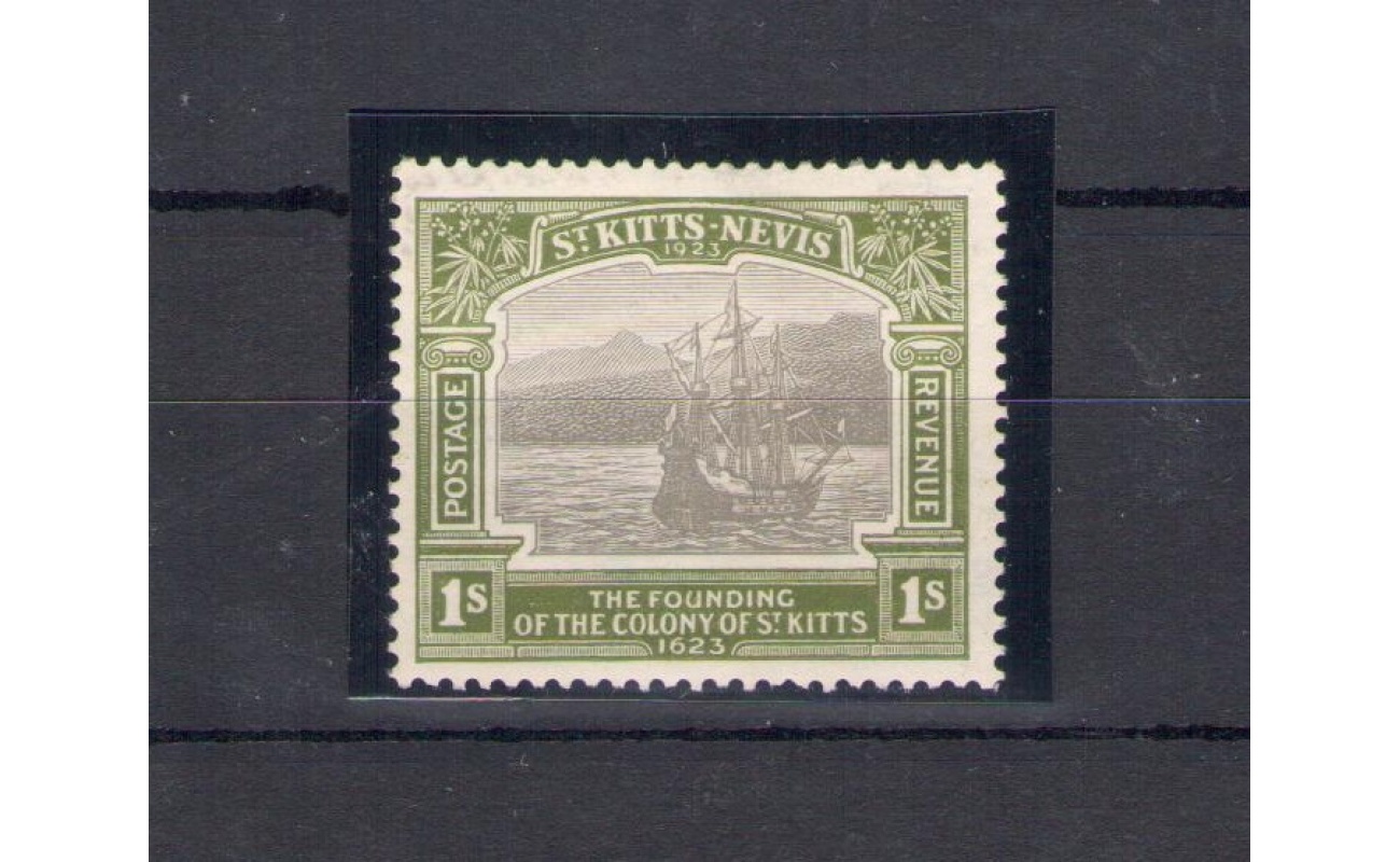1923 ST. KITTS NEVIS , Stanley Gibbons n. 55 - 1s. black and sage green - MNH**