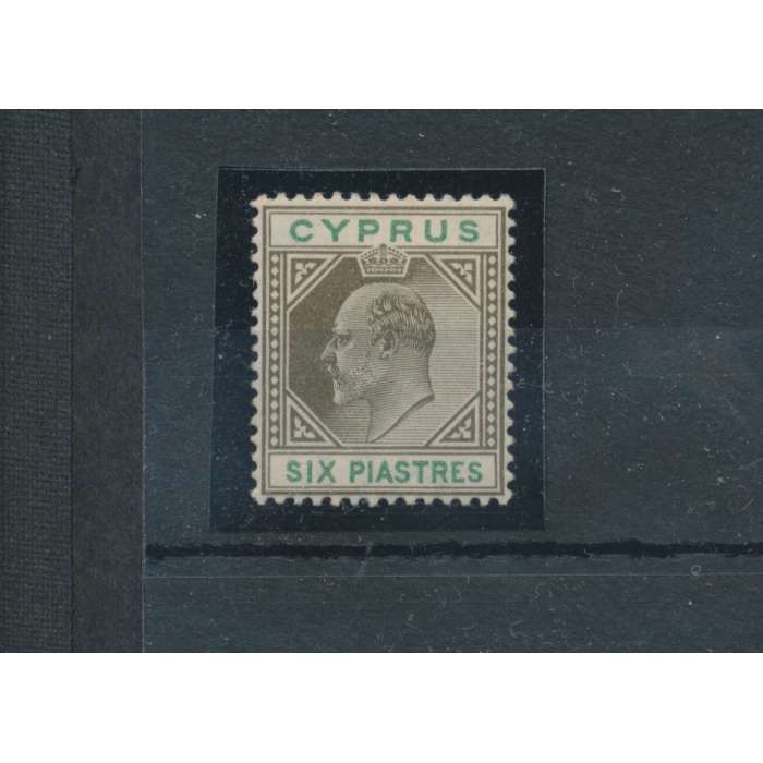 1902-04  Cipro , Stanley Gibbons n. 55 - 6 Piastre seppia and green - MH*