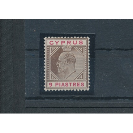 1902-04  Cipro , Stanley Gibbons n. 56 - 9 Piastre brown and carmine - MH*