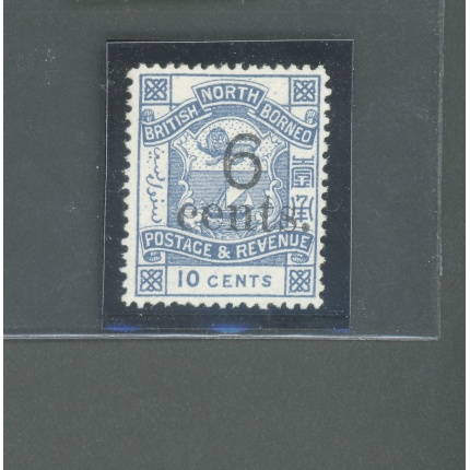 1891-92 North Borneo , Stanley Gibbons n. 57 - 6c. on 10c. blue - MNH**
