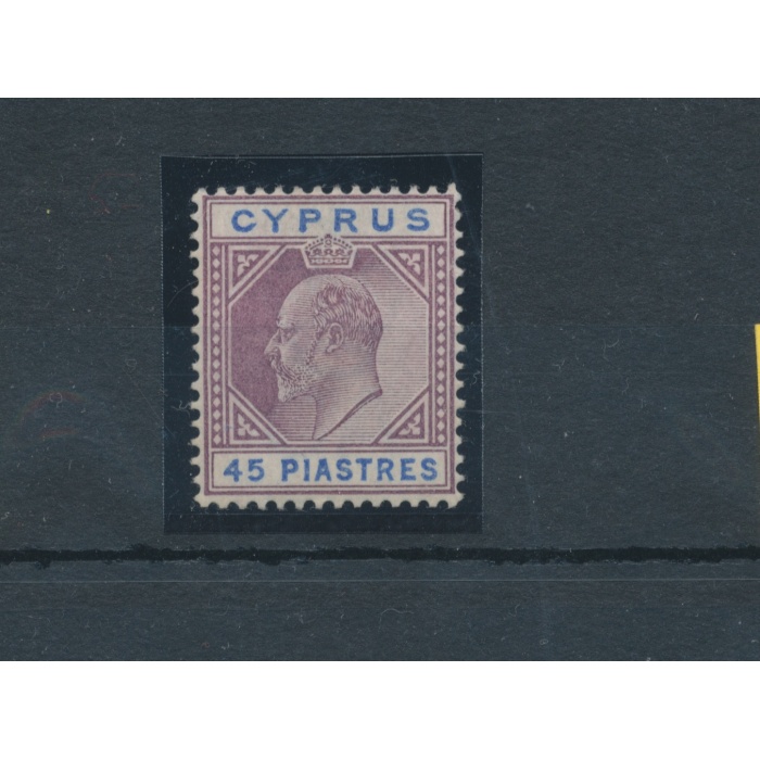 1902-04  Cipro , Stanley Gibbons n. 59 - 45 Piastre dull purple and ultramarine - MH*