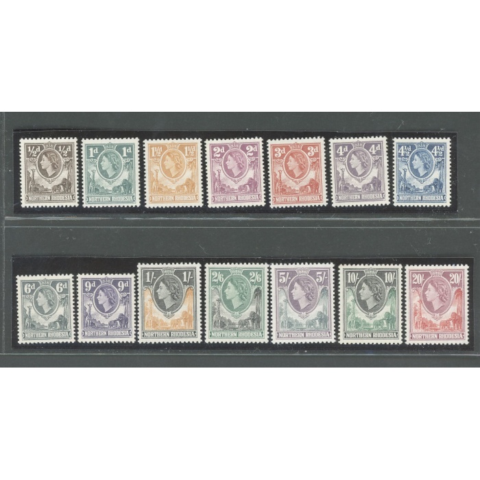 1953 Northern Rhodesia , Stanley Gibbons n. 61/74 , Serie di 14 valori - MNH**