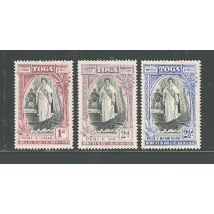 1938 TONGA -  Stanley Gibbons n. 71/73 - 20 Anniversary of Queen Salote's , 3 val , MNH**