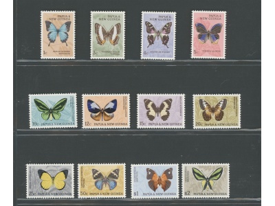 1966 - 67 PAPUA NEW GUINEA -  Elisabetta , Farfalle , Yvert & Tellier n. 83/93 - 12 valori  MNH**