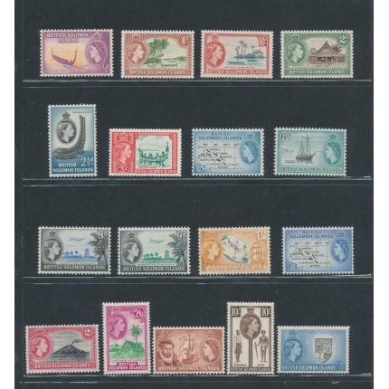 1956 British Solomon Islands - Stanley Gibbons n. 82/96 - Elisabetta II e Vedute - 17 valori - MNH**