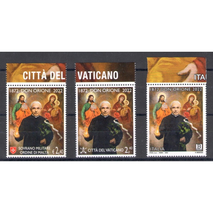 2022 Italia - Vaticano - Smom - Argentina, 150 Anniversario Nascita San Luigi Orione - 4 valori - Emissione Congiunta - MNH**