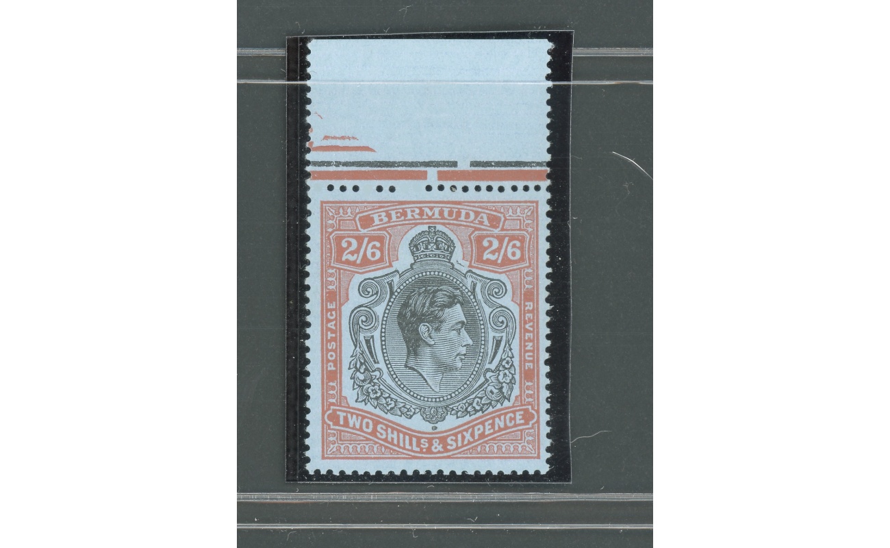 1938-53 BERMUDA, Stanley Gibbons n. 117 , GEORGE VI Portrait , 2s. 6d.black and red/grey blue - MNH**