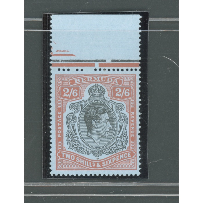 1938-53 BERMUDA, Stanley Gibbons n. 117 , GEORGE VI Portrait , 2s. 6d.black and red/grey blue - MNH**