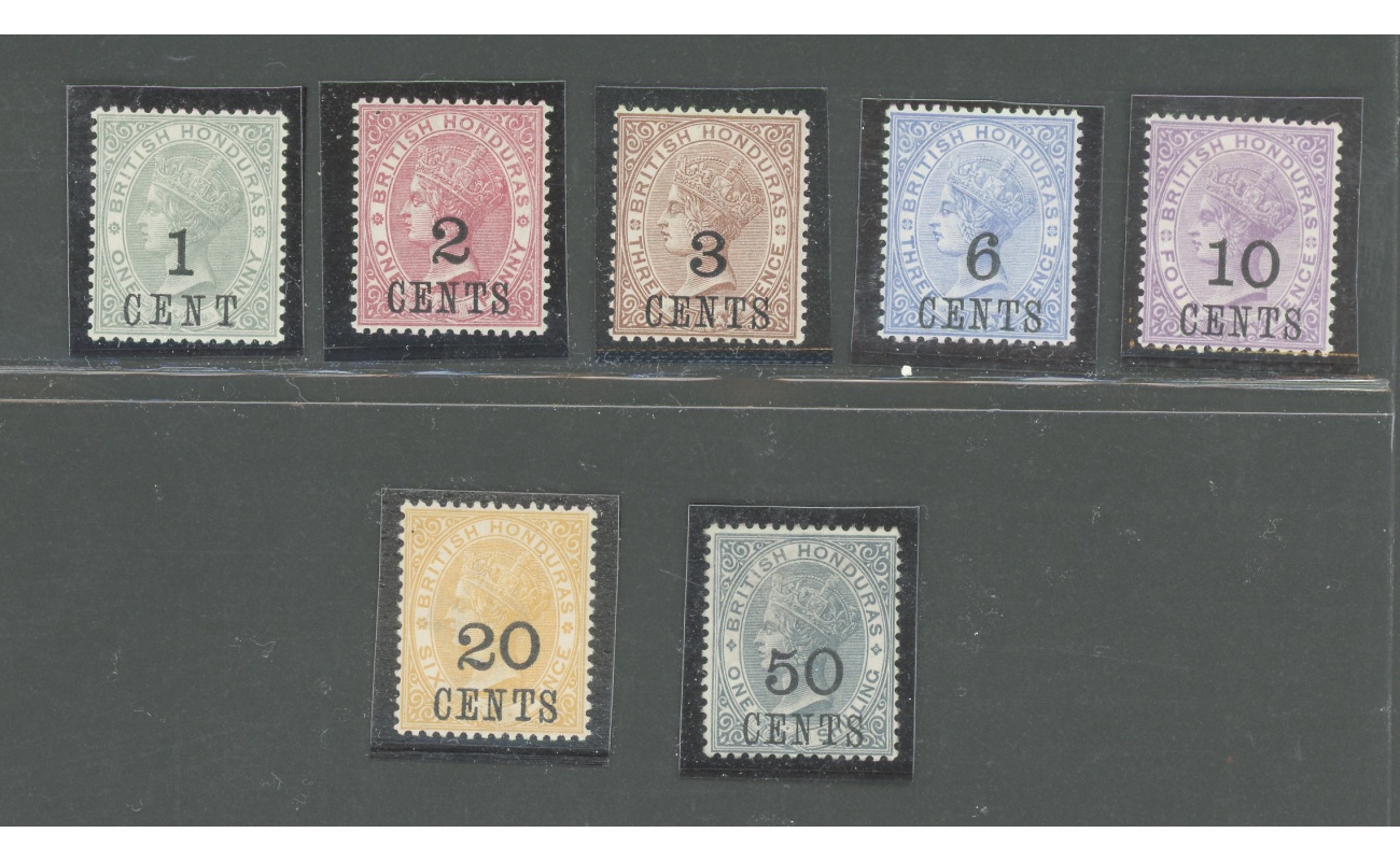1888-91 BRITISH HONDURAS, Stanley Gibbons n. 36-42 - Serie di 7 valori - MH* (36-41) - Senza Gomma (42)