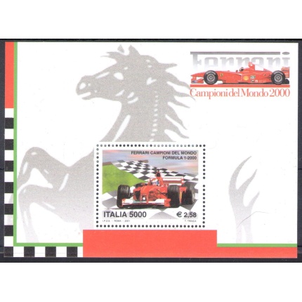 2001 Italia - Repubblica , " Ferrari Campione del Mondo 2000 " - Foglietto n. 31 - MNH**