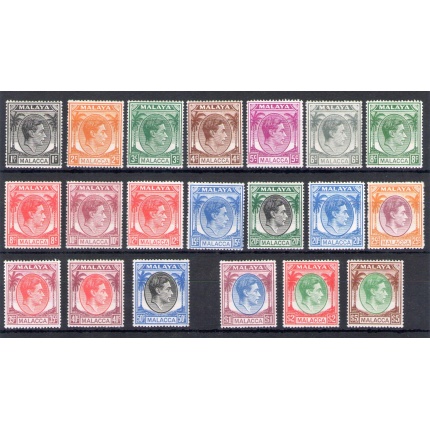 1949-52 Malacca, Stanley Gibbons n. 3-17 , serie di 20 valori - MH*