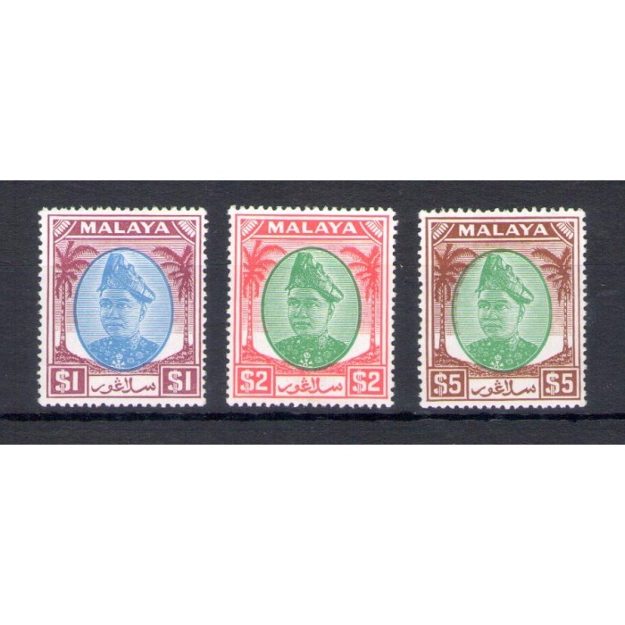 1949-55  Malaysian States - SELANGOR - Stanley Gibbons n. 108-110 - 3 Alti valori - MNH**