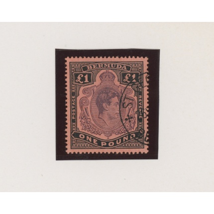1938-53 Bermuda , Stanley Gibbons n. 121 , 1 Sterlina purple and black red,  Giorgio VI - Usato