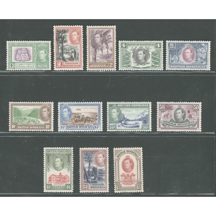 1938-47 British Honduras, Stanley Gibbons n. 150-61 - Serie completa 12 valori - Giorgio VI - MNH**